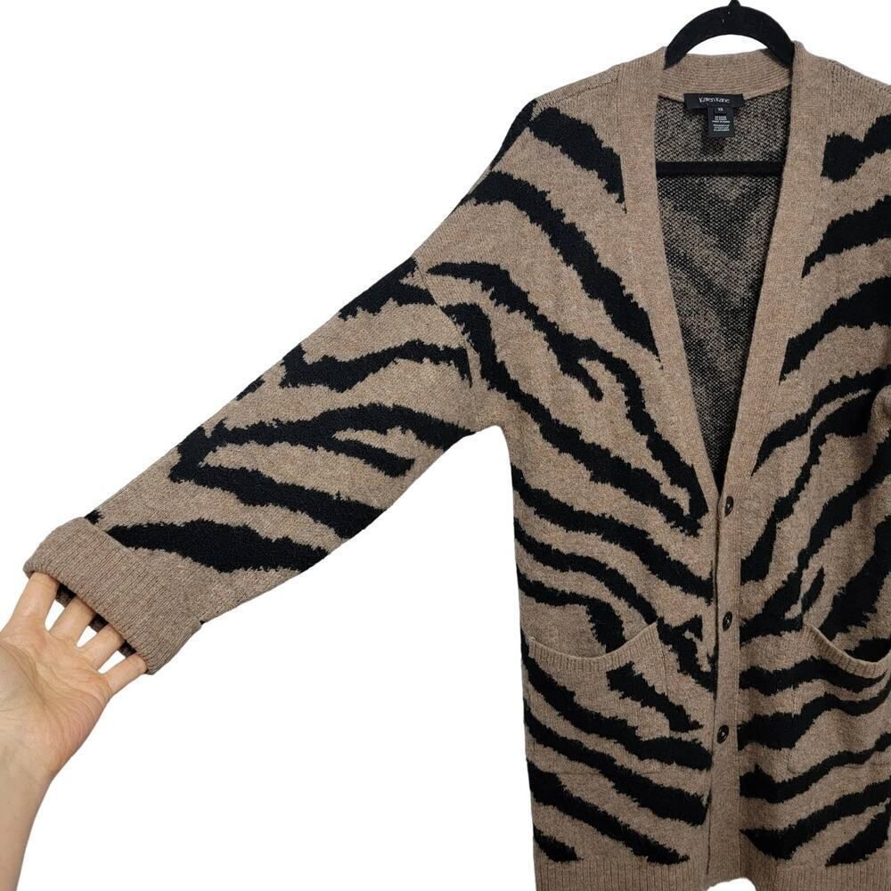 Karen Kane Leopard Print Oversize Long Cardigan Knit Jacket XS - Picture 4 of 10